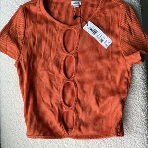 Garage Women's Orange Cut-Out Top
